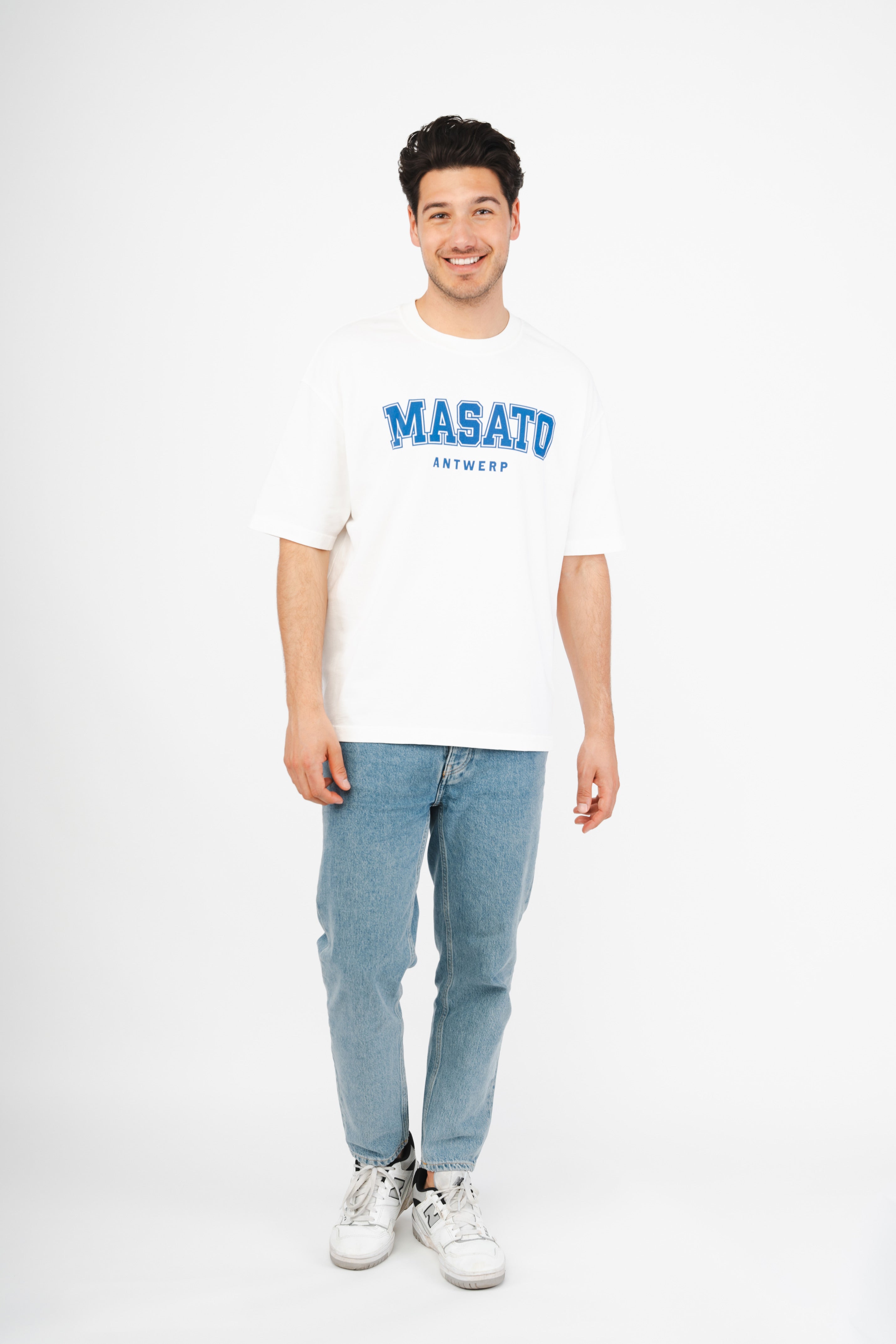 MASATO_Varsity_university_white_oversized_t-shirt front